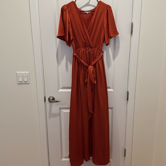 Baltic Born Sicily Satin Maxi Dress in Rust - Picture 1 of 4